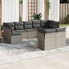 vidaXL Set de muebles de jard&iacute;n 9 pzas y cojines rat&aacute;n sint&eacute;tico gris