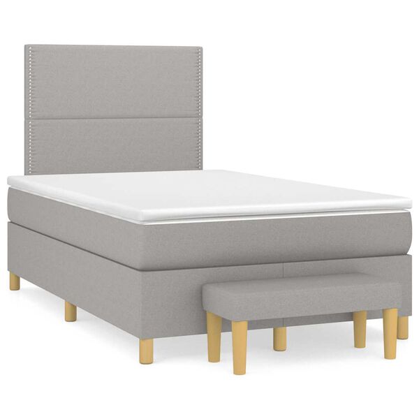 vidaXL Cama box spring con colch&oacute;n tela gris claro 120x190 cm