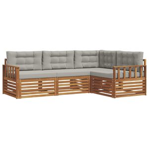 vidaXL Conjunto de sof&aacute;s de exterior 4 pcs Gris Natural y Claro