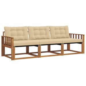 vidaXL Conjunto de sof&aacute;s de exterior 3 uds. Natural y Beige