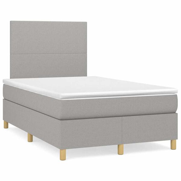 vidaXL Cama box spring con colch&oacute;n tela gris claro 120x190 cm