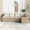 vidaXL Conjunto de sof&aacute; de jard&iacute;n 5 pcs Beige rat&aacute;n sint&eacute;tico