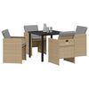 vidaXL Conjunto de Comedor de Jard&iacute;n 5 pcs Beige rat&aacute;n sint&eacute;tico