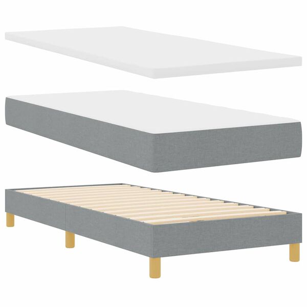 vidaXL Cama tipo Box Spring con colch&oacute;n Gris claro 100 x 200 cm tela