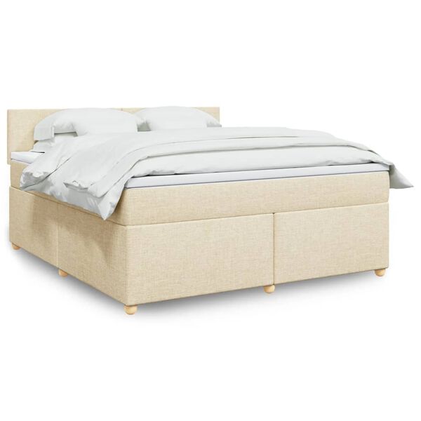 vidaXL Cama box spring con colch&oacute;n tela color crema 180x200 cm