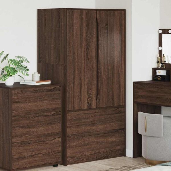 vidaXL Gabinete de Ba&ntilde;o con caj&oacute;n Roble Marr&oacute;n 79,5 x 49 x 156 cm