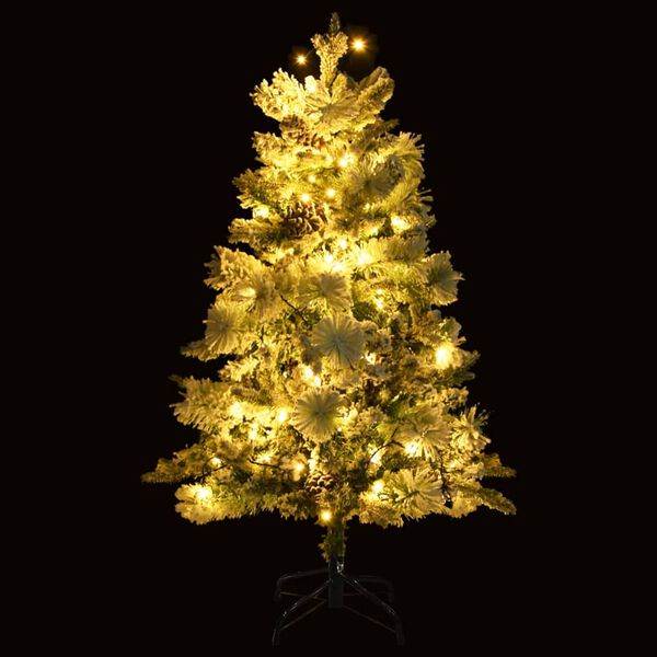 vidaXL &Aacute;rbol de Navidad con nieve, luces LED y pi&ntilde;as PVC y PE 150 cm