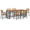 vidaXL Juego de comedor de jard&iacute;n 7 pzas madera maciza acacia y metal