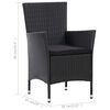 vidaXL Set de comedor de jard&iacute;n 5 pzas y cojines rat&aacute;n sint&eacute;tico negro