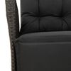 vidaXL Sillón reclinable de jardín con reposapiés ratán PE negro