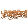 vidaXL Set comedor de jard&iacute;n 11piezas madera maciza acacia 280x90x75cm