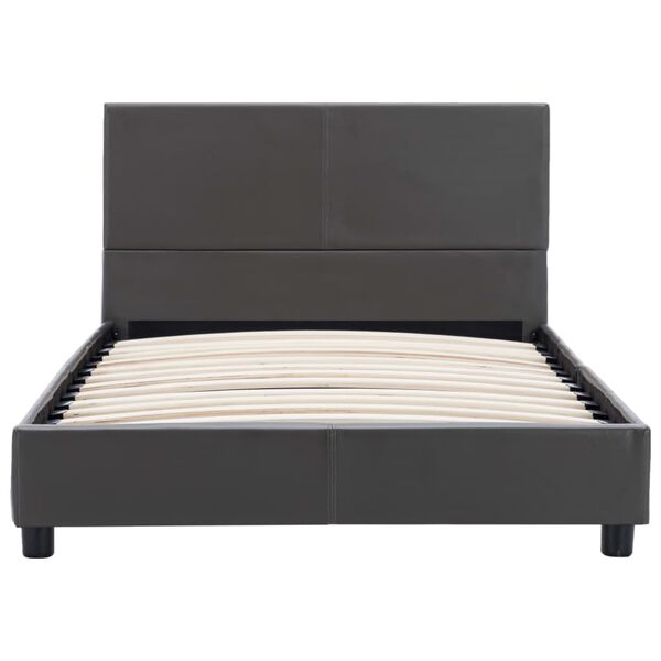 vidaXL Estructura de cama sin colchón cuero sintético gris 90x200 cm