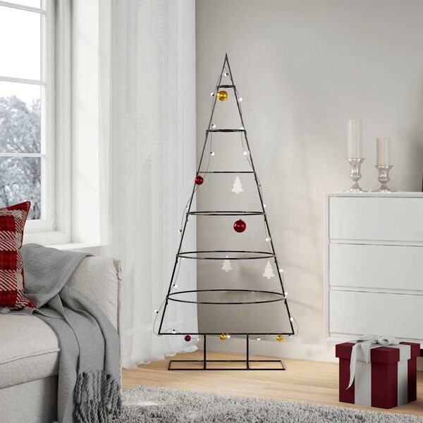 vidaXL Árbol de Navidad para decoración metal negro 150 cm