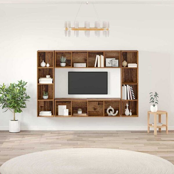 vidaXL Conjunto de mueble de TV 4 pcs Marr&oacute;n 37 x 37 x 142,5 cm