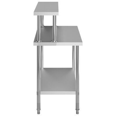 vidaXL Mesa de trabajo de cocina con estante acero inox 120x60x120cm