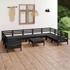 vidaXL Juego de muebles de jard&iacute;n 10 pzas madera maciza de pino negro
