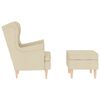 vidaXL Sillón con taburete reposapiés de tela crema