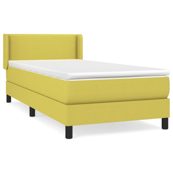 vidaXL Cama box spring con colch&oacute;n tela verde 90x190 cm