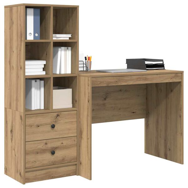 vidaXL Escritorio con caj&oacute;n 2 pcs Roble artesanal