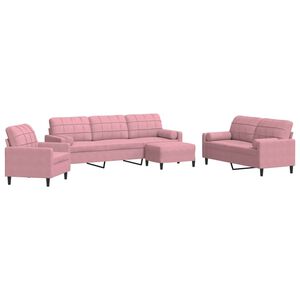 vidaXL Juego de sof&aacute;s con cojines 4 piezas terciopelo rosa