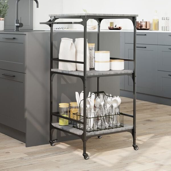 vidaXL Carrito de cocina madera ingenier&iacute;a gris Sonoma 60,5x50x105 cm
