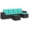 vidaXL Set de sof&aacute;s de jard&iacute;n 6 piezas y cojines rat&aacute;n sint&eacute;tico negro