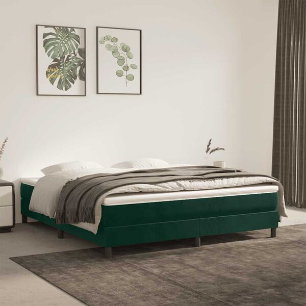 vidaXL Estructura Estructura de cama con somier terciopelo verde oscuro 180x200 cm