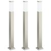 vidaXL Balizas de iluminaci&oacute;n, 3 unidades, 80 cm, acero inoxidable, IP44