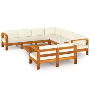 vidaXL Conjunto de jard&iacute;n 9 piezas con cojines 100x60 cm madera de acacia