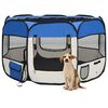 vidaXL Parque de perros plegable y bolsa transporte azul 110x110x58cm