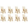 vidaXL Sillas plegables con cojines, 8 unidades, madera maciza de acacia.