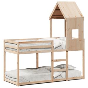 vidaXL Cama litera sin colch&oacute;n madera maciza de pino 90x200 cm