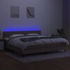 vidaXL Cama box spring colch&oacute;n y luces LED tela gris taupe 200x200 cm