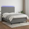 vidaXL Cama box spring colch&oacute;n y luces LED tela gris oscuro 140x200 cm