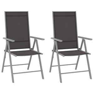 vidaXL Sillas plegables, 2 unidades, Textilene negro