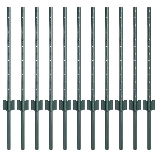 vidaXL Poste de Valla 11 pcs Verde 100 cm Acero