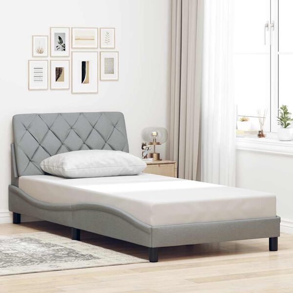 vidaXL Estructura de cama sin colchón tela gris claro 90x200 cm