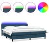 vidaXL Cama box spring con colch&oacute;n y LED terciopelo azul oscuro 180x220 cm