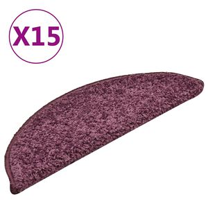 vidaXL Felpudos para escaleras (15 unidades, 56 x 17 x 3 cm, morado oscuro, semicirculares)