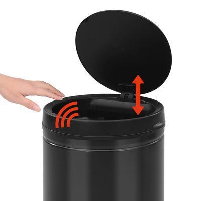 vidaXL Cubo de basura con sensor automático 60L acero al carbono negro