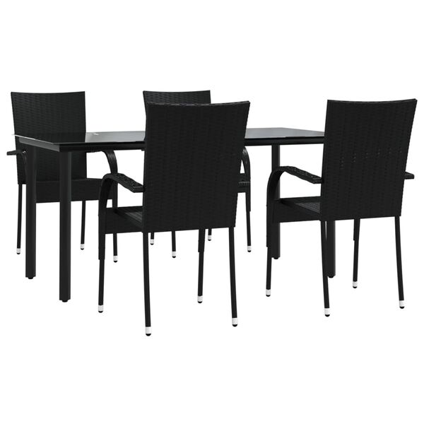 vidaXL Juego de comedor de jardín 5 piezas ratán sintético negro