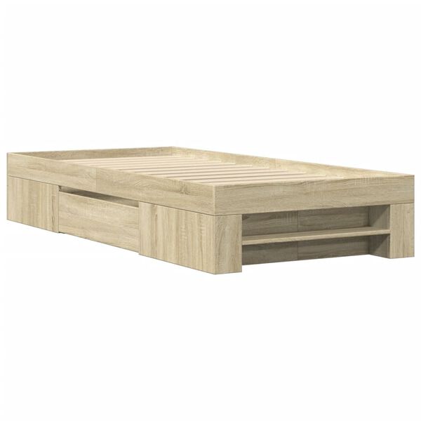 vidaXL Estructura de cama sin colchón madera roble Sonoma 75x190 cm