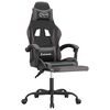vidaXL Silla gaming giratoria y reposapi&eacute;s cuero sint&eacute;tico negro gris