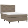 vidaXL Cama box spring con colch&oacute;n tela gris taupe 140x200 cm