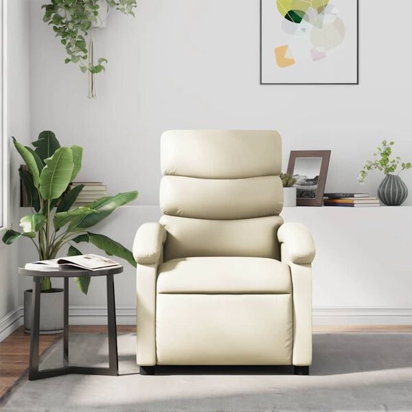 vidaXL Sill&oacute;n reclinable de masaje cuero sint&eacute;tico crema