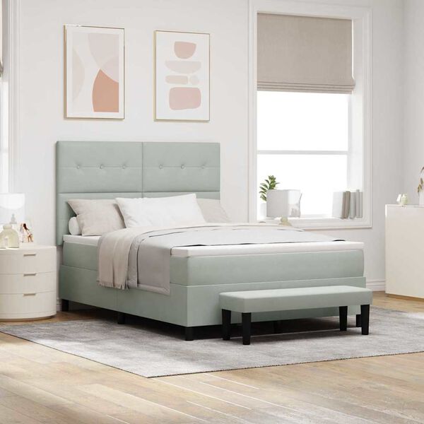 vidaXL Cama tipo Box Spring Gris claro 140 x 200 cm Terciopelo
