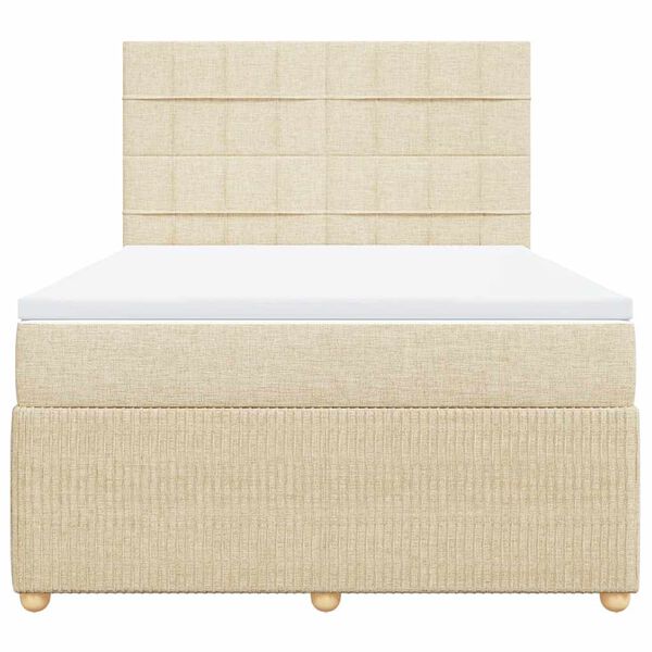 vidaXL Cama box spring con colch&oacute;n tela color crema 160x200 cm