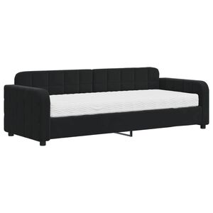 vidaXL Sof&aacute; cama con colch&oacute;n terciopelo negro 80x200 cm