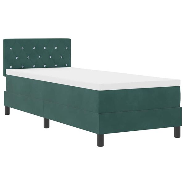 vidaXL Cama Box Spring LED con LED Verde oscuro 80 x 200 cm Terciopelo