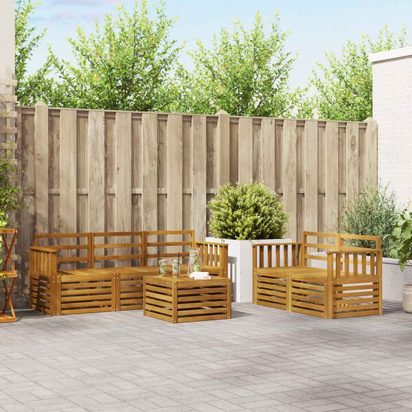 vidaXL Juegos de sof&aacute;s 6 pcs Natural Madera de Acacia S&oacute;lida
